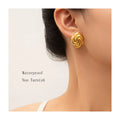 ERESI New HOT Waterproof 18k Gold Plated Hypoallergenic Stainless Steel Vintage Polished Twist Skirt With Large Earrings Jewelry