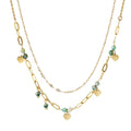 Fashion Trend Double Layer Cactus 18K Gold Layered Cactus Fish Bone Women Stainless Steel Jewelry Chain Necklace