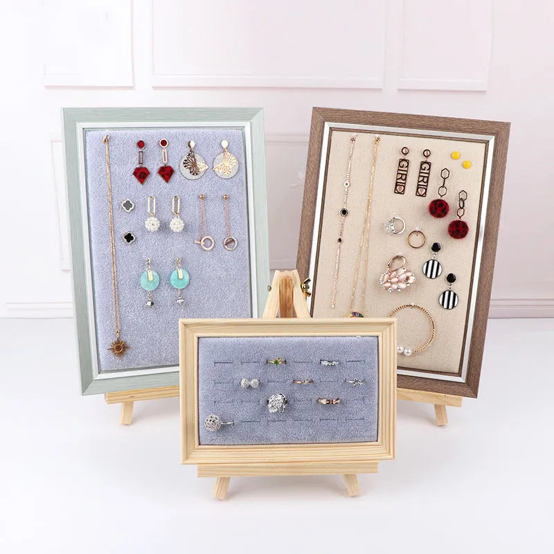 Wooden Hanging Wall Photo Frame Earring Display Board Jewelry Display Rack Ring Necklace Storage Jewelry Rack