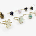 Dainty Raw Crystal Stone 18K Gold Plated Adjustable Wedding Rings Gemstone Ring Jewelry Women