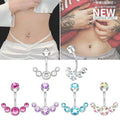 Hot Sale Stainless Steel Curved Barbell Zircon Navel Rings Color Inverted Crystal Belly Button Rings for Women