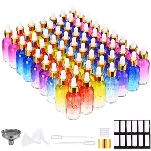 Essential Oil Rose Gold Lid clear Purple Crystal Cylinder Round Glass Dropper Bottle 10ml 15ml 50ml 100ml