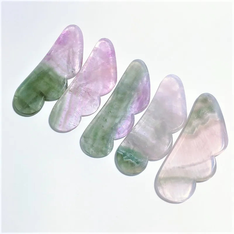 Huiying Good Supply Healing Crystal Fluorite Guasha Board for Body Massage Natural Guastone