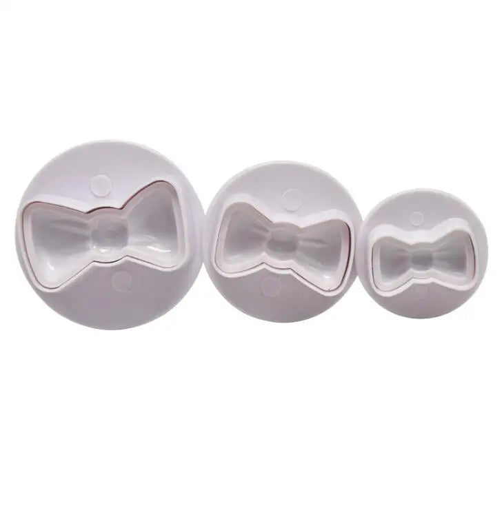 HY 3PC-Bowknot Flower Plunger Cutter Fondant Mold for Cupcake Decorating
