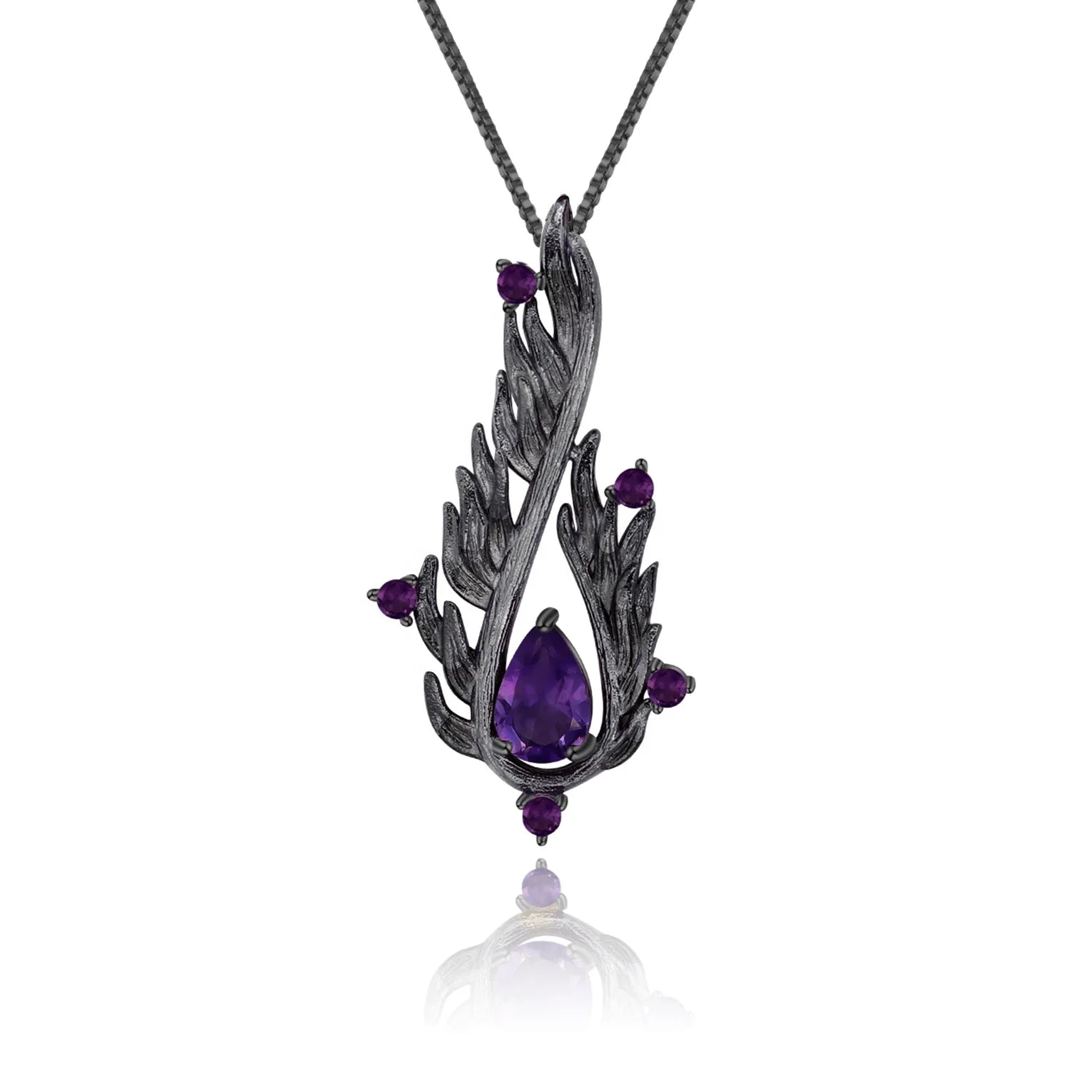 Abiding New Design Natural Amethyst Gemstone Necklace Real 925 Sterling Silver Necklace Jewelry