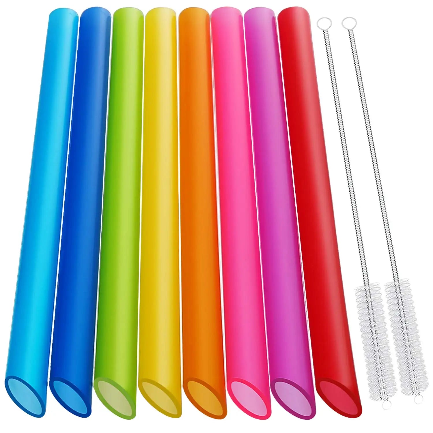Wholesale 12mm 8PCS/SET Wide Reusable Smoothie Straws Multicolor Big Jumbo Bubble Tea Boba Straws BPA FREE Large Plastic Straws