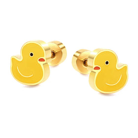 Animal Car Enamel Stainless Steel Design Stud Gold Plated Cute Earring for Girl