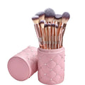 FYD Wholesale Hot Sales Logo Packaging Customized Rose Gold Metal Rod Inlaid Crystal Diamond 10pcs 12pcs 14pcs Makeup Brush Set