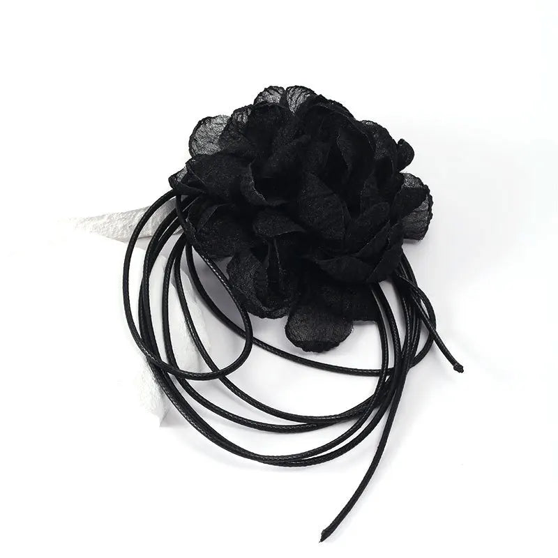 New Fashion Elegant DIY Silk Floral Rope Accessories Sexy Handmade Fabric Camellia Flower Choker Necklace for Women