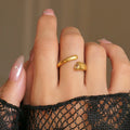 NEW VINTAGE SUPER SHINE SLIME WAVE SNAKE ZIRCON RING Dazan New Winter INS 18k PVD Gold Plated Stainless Steel Valentine Day Gift