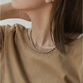 Custom Stainless Steel Jewelry Waterproof 18K PVD Gold Plated Adjustable Round Bead Link Chain Necklace for Women YF3348