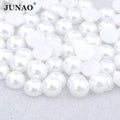 JUNAO Wholesale Factory 1.5mm-20mm ABS Half Cut Pearls Loose Plastic Flatback White Pearls for Necklace