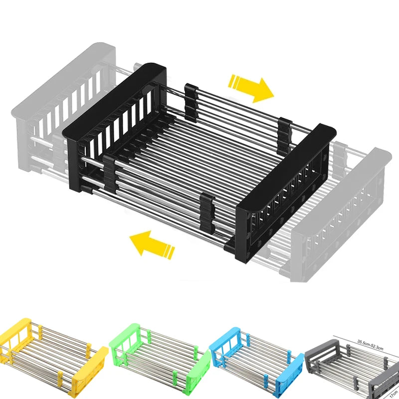 Over the Sink Dish Drainer Rack Kitchen Water Basket Kitchen Fruit Rack Vegetables Storage Holders Dish Drying Rack
