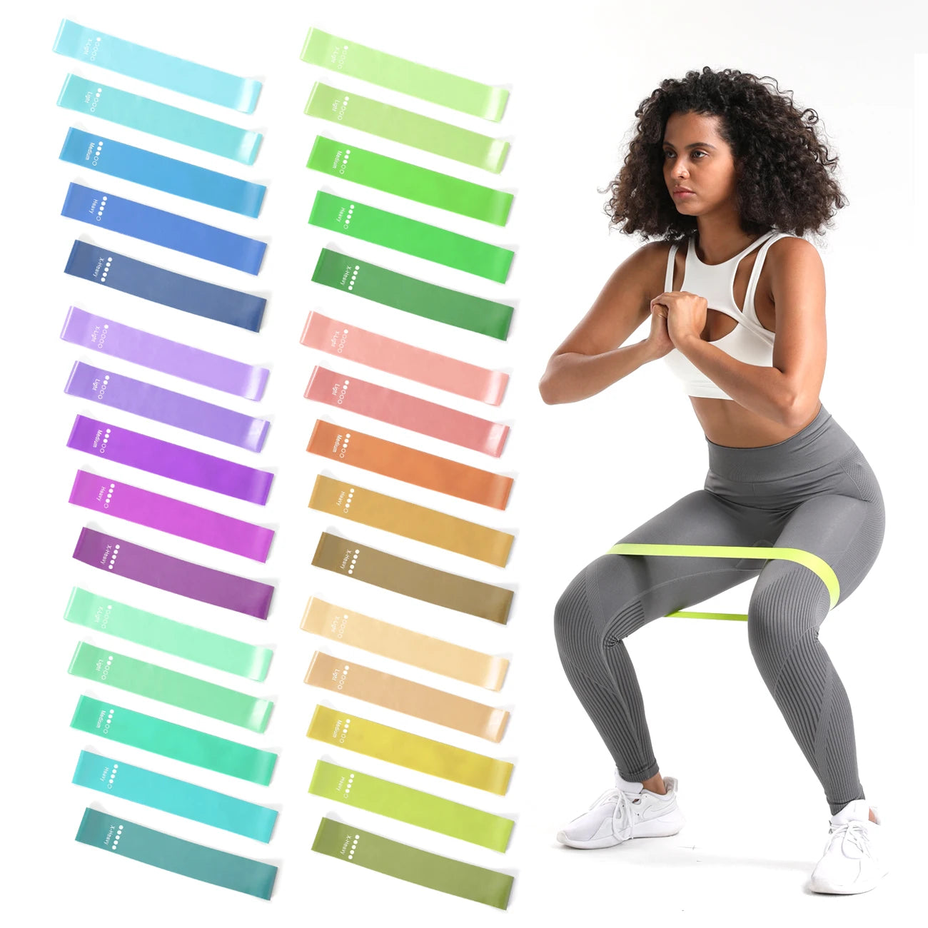 Customized Logo Latex High Elastic Fitness Yoga Gym Exercise Bands Set Mini Loop Body Shaping Resistance Bands