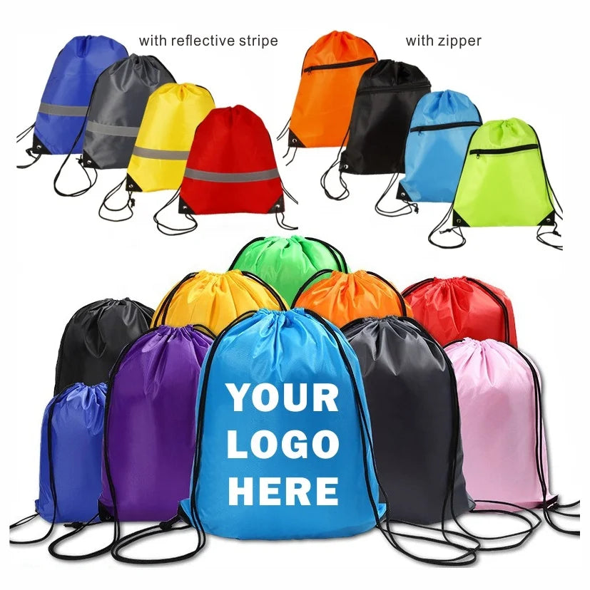 Promotion Durable Screen Printed Custom Design Drawstring Backpack Bag Polyester/Nylon/Cotton Material Customizable Size Casual