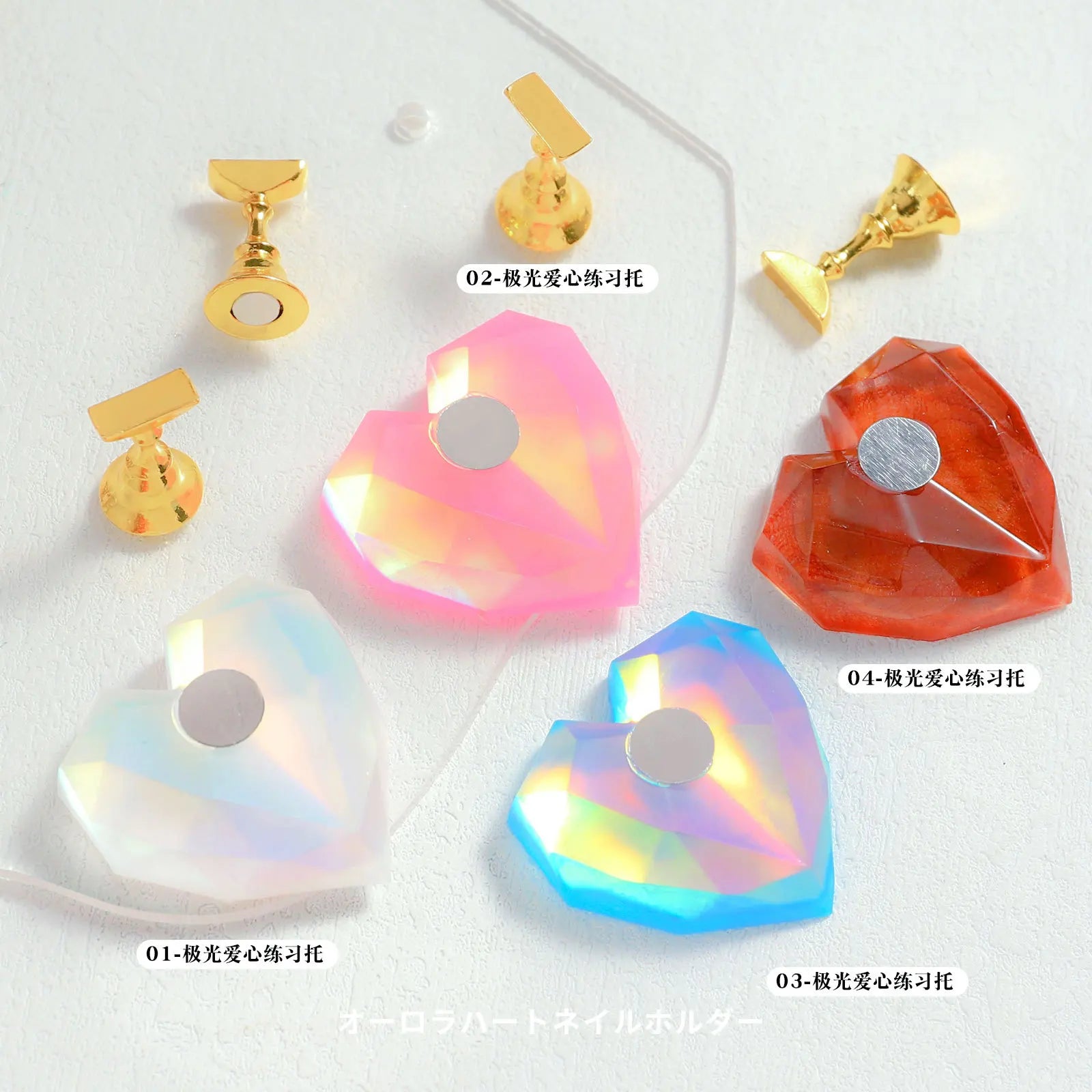 Nail Tips Holder Gilt Display Plate Colorful Resin Crystal Nail Art Tray Palette