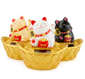 12*7*11CM 3 Color Japanese Fortune Cat White Color Solar Power Waving Arm Plastic Lucky Cat Maneki Neko
