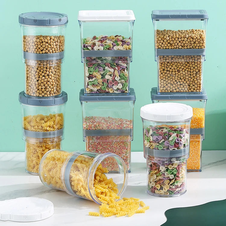 Sesame Airtight Plastic Sugar Flour Dry Food Cereal Kitchen Organizers Air Tight Dry Food Storage Container