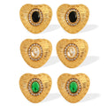 Stainless Steel Colorful Zircon Heart Square Stud Earrings for Women Vintage Jewelry Gifts Wholesale