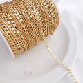 14k GOLDEN Fashion  Meter 3:1 Solid Figaro Diamond Cut Chain 3+1 Concave Brass Figaro Link Chain Gold Plated for Jewelry Making
