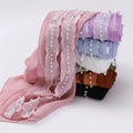 Hot Selling Custom Print Ladies Chiffon Silk Scarf With Pearl 70*170cm Luxury Solid Color Hijab for Women