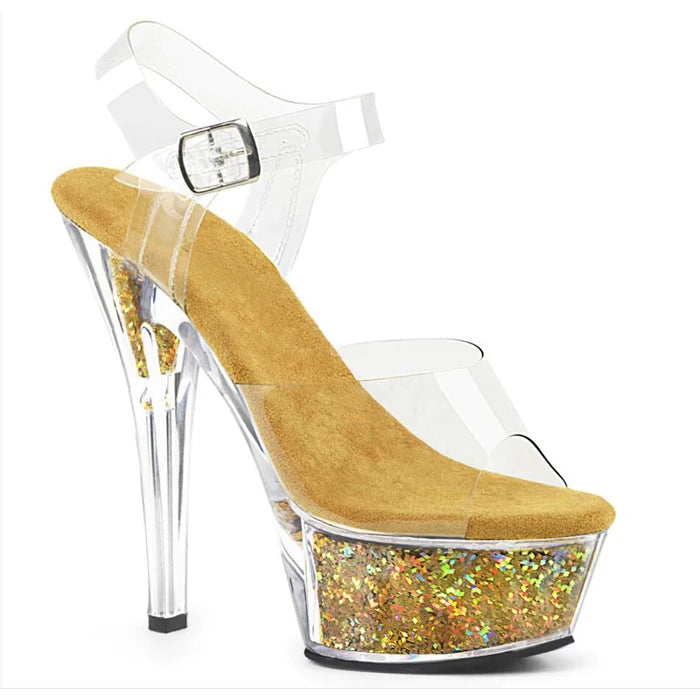 6-inch Pole Dance High Heels Model Walk Show Fashion Sandals Club Platform Leaky Toe Banquet Queen Fashion High Heels Liangxie