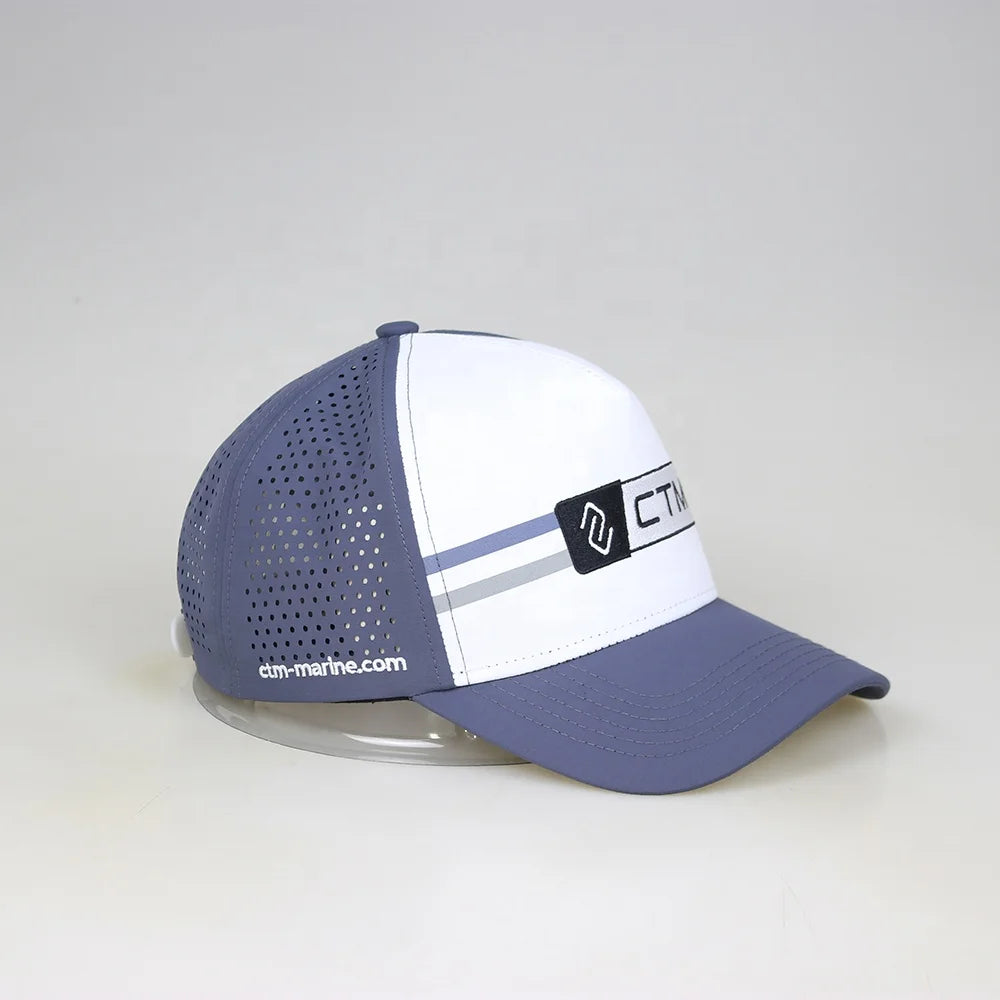 High Quality Customizable Logo 5-Panel Jersey Golf Baseball Hat with Fruit Pattern Laser Cut Waterproof Holes Sporty Style