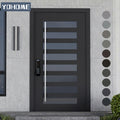 Yohome Condo Project Apartment Main Entrance Door Modern Design Aluminum Front Door with Glass Black Stainless Steel Pivot Door MegaBDM