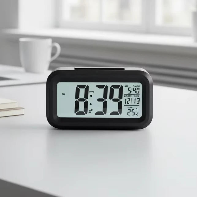 EMAF Promotion Gift Smart Battery Calendar Temperature Back Light Classroom Digit Lcd Large Display Snooze Table Alarm Clock