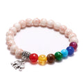 7mm Natural Stone Elephant Silver Turtle 7 Chakra White Turquoise Beads Bracelet Men's Alloy Jewelry for Bracelet Making