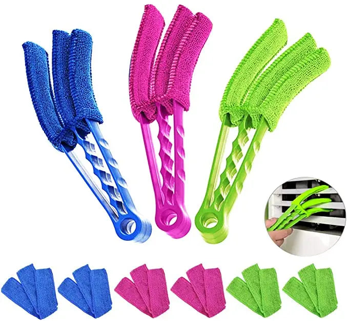 9 Sets Plastic Window Blinds Brush Dust Cleaner 3 Pack Microfiber Sleeves 6 Extra Air Conditioner Shutters Dust