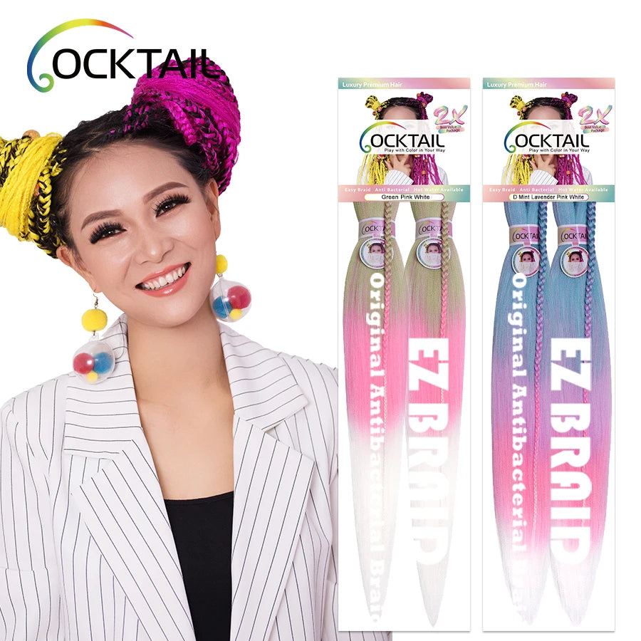 Over 100 Colors Braiding Hair Extensions Double in Pack 2 in One Easy Pre Stretched Braiding Hair 2x for Braids
