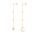 Bohemia Statement Jewelry Dangle Diamond Moon Star Long Chain Tassel Earrings 18k Gold
