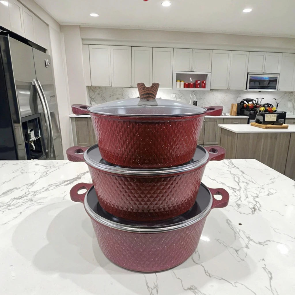 6PCS 32/36/40CM Big Size Pots Set Kitchen Nonstick Marble Coating Cookware Sets Non Stick Aluminum Cooking Pot