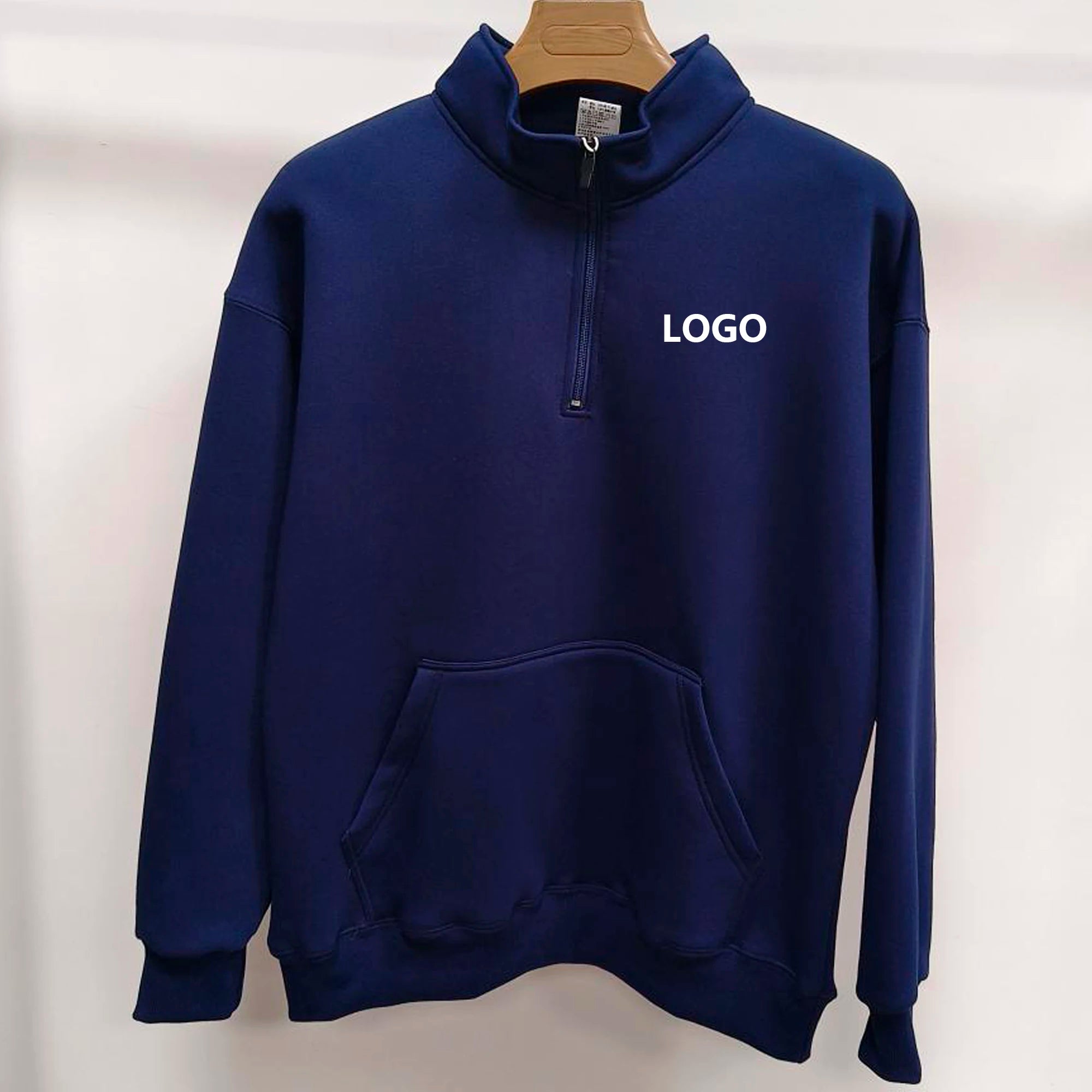 450GSM Custom Zipper Hoodie Jacket Loose Fit Fleece Cotton Hooded Hoodies Blank 1/4 Zip up Drop Shoulder Winter Workwear Hoodies