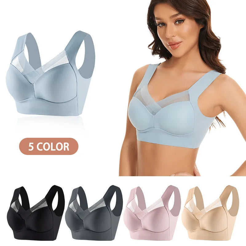 Uxyk- Custom L-5XL Blue Sexy Xxxx  Ladies Seamless Bra Sports Bra for Women's Push up Comfortable Women Bras