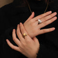 Chris April Minimalistic 316L Stainless Steel 18k PVD Plated Snake Skin Honeycoms Ring
