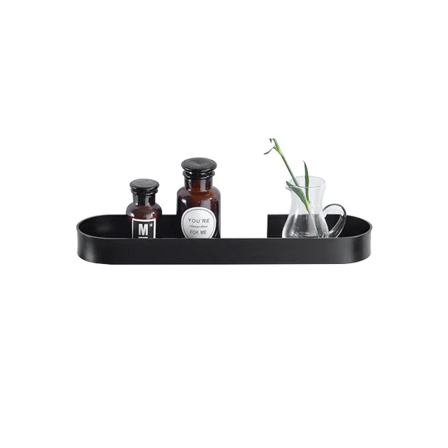Shower Shelf Wall Mounted Aluminum Shower Rack Organizer 30CM Bathroom Matte Black Shower Shelf