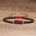Natural Red Garnet Stone Bracelet Pixiu Charm Healing Energy Bracelet for Women Men Red String Braided Adjustable Bracelet