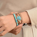 Three-layer Winding Hand-woven Vintage Jewelry Fashion Leather Rope Turquoise Woven Bracelet