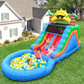 Commercial PVC Outdoor Backyard Double Lane Inflatable Water Slides With Splash Pool&Climb and Blower