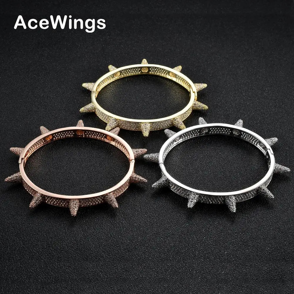 BB103 Hip Hop Iced Out Bling Chain Bangle for Women Men Jewelry Brass CZ Stone Punk Bracelet