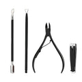 4PCS  Black  Stainless Steel  Durable Manicure Pusher  Cuticle Remover Cuticle Nippers Pedicure Set