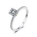 Wish Jewelry S925 Sterling Silver Women's Inlaid 1/2Carat Oval Moissanite Diamond Wedding Promise Ring