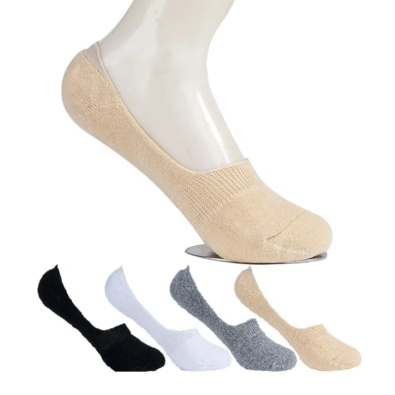 Wholesale Plain Cushioned Sneaker Socks Women Men Cotton Invisible No Show Loafers Socks