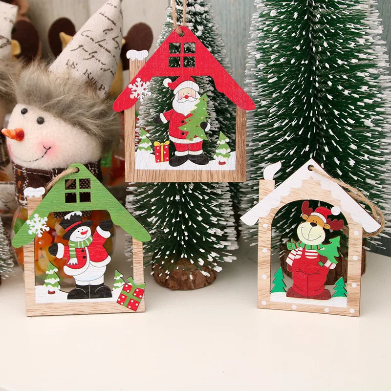 Small Wooden Laser Hollow Christmas Tree Creative Christmas Decorations Pendant for Festive Decor