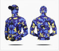 Lightweight UPF 50 Hiking Camo Hooded Fishing Shirt Poly Soft 4-way Stretch Facemask Quick Dry Breathable Long Sleeves