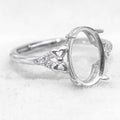 Sterling Silver 8*12mm Semi Mount Ring Empty Frame Blank Support Setting S925 Base Holder Without Center Stone for DIY Inlay