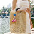 Purse Handbag Bag Decoration Pendant Shell Conch Tassel Key Chains Boho Hand-woven Bohemian Layered Ombre Tassel Shell Keychain