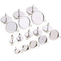 10-20pcs 6/8/10/12/14/16/18/20mm No Fade Stainless Steel Earring Studs Blank BaseFit 6-20mm Glass Cabochons Earring Bezel Trays MegaBDM